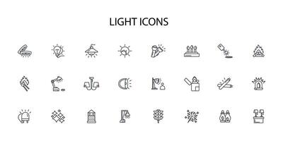 Light icon set..Editable stroke.linear style sign for use web design,logo.Symbol illustration. vector