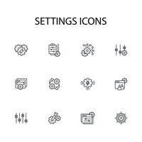 Settings icon set..Editable stroke.linear style sign for use web design,logo.Symbol illustration. vector