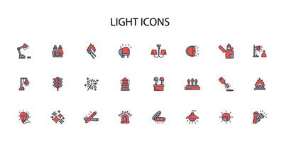 Light icon set..Editable stroke.linear style sign for use web design,logo.Symbol illustration. vector