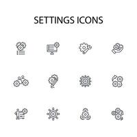 Settings icon set..Editable stroke.linear style sign for use web design,logo.Symbol illustration. vector