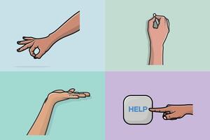 Collection of People Hands with Various Gestures illustration. People object icon concept. Different signs and emotions, hands representing. vector