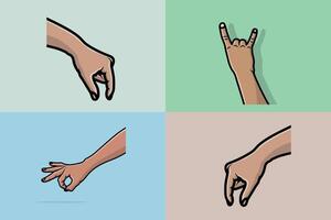 Collection of People Hands with Various Gestures illustration. People object icon concept. Different signs and emotions, hands representing. vector