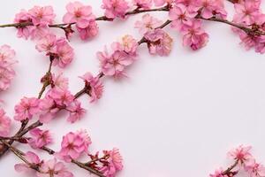 Graceful Harmony Beautiful Cherry Blossom on Blank Paper, Capturing Timeless Beauty and Serenity, Perfect for Artistic Presentations and Creative Projects photo