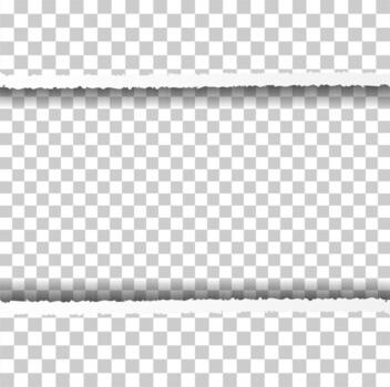 Straight Ripped Paper Border with Shadows Isolated on Background. Realistic Horizontal Paper Edge vector