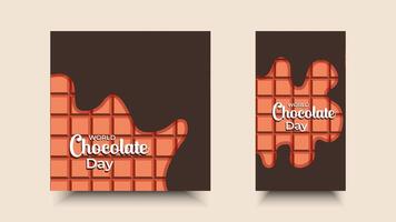 World chocolate day. Social media template design with melted chocolate illustration elements vector