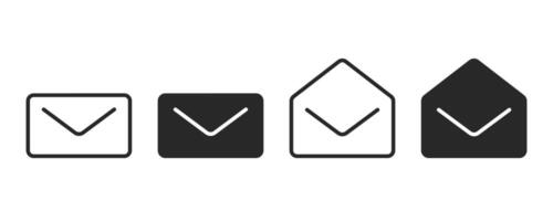 Mail icon set. Envelope icon in trendy flat design vector