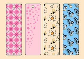 Cute spring patterns on bookmark templates collection. vector