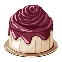 A buttercream cake with chocolate icing. Illustration on a white background. vector