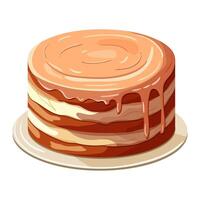 A buttercream cake with caramel glaze. Illustration on a white background. vector