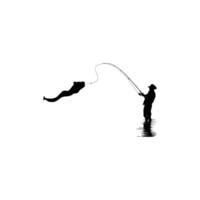 Silhouette of the Fisherman or Angler Catch Moray Eel, can use for Art Illustration, Logo Gram, Sticker, or Graphic Design Element vector