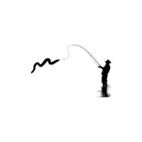 Silhouette of the Fisherman or Angler Catch Moray Eel, can use for Art Illustration, Logo Gram, Sticker, or Graphic Design Element vector
