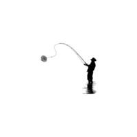 Silhouette of the Fisherman or Angler Catch Fish, can use for Art Illustration, Logo Gram, Sticker, or Graphic Design Element vector