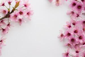 Graceful Harmony Beautiful Cherry Blossom on Blank Paper, Capturing Timeless Beauty and Serenity, Perfect for Artistic Presentations and Creative Projects photo
