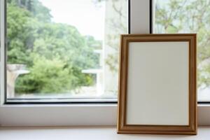 Natural Mockup Photo Paper on Wooden Table for a Realistic and Authentic Presentation, Perfect for Showcasing Designs with a Natural Feel