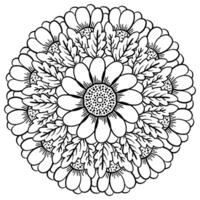 Mandala with daisies and leaves, fantasy coloring page for creative activity or creating a card vector