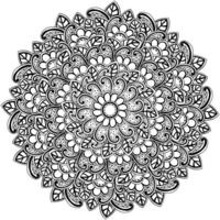 Abstract mandala with zendoodle flowers and leaves, complex coloring page with natural elements and motifs vector