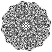 Mandala with ornate doodle flowers and leaves, creative coloring page with plant swirls for activity vector