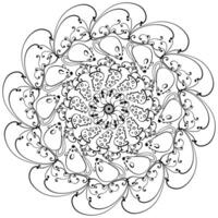 Mandala with mouse and cheese and ornate curls, outline coloring page for activity vector