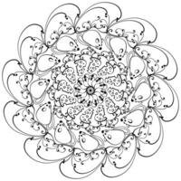 Mandala with mouse and cheese and ornate curls, outline coloring page for activity vector