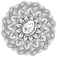 Mandala with coin and clover, ornate St. Patrick's Day coloring page for design and creativity vector