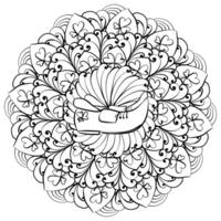 Mandala with leprechaun shoes, fantasy coloring page for St. Patrick's Day for kids and adults vector