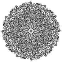 Mandala doodle with flowers and leaves, fantasy coloring page with swirls for activity vector