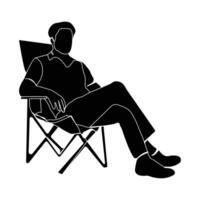 Man sitting on a chair silhouette isolated on white background. vector