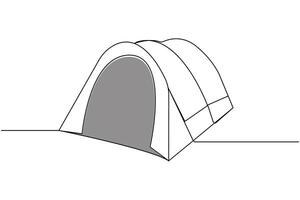 Continuous line drawing of tent. Hand-drawn Camping tent . vector