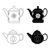 Simple teapot outline isolated on white background. Teapot icon collection. vector