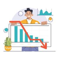 Amortization and depreciation set. Calculating the value for business assets vector