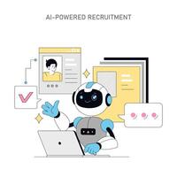 Using AI for Human Resources. Flat Illustration vector