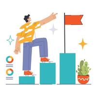 Achievement and progress concept. Flat illustration vector