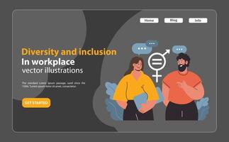 Two colleagues discussing equality. Flat illustration vector