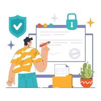 Data encryption. Personal information, internet access or database vector