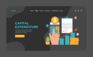 Amortization and depreciation dark or night mode web, landing vector