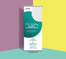 Creative modern unique roll up banner design with rounded shapes combinations. vector