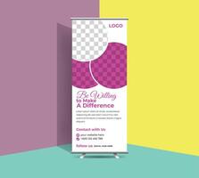 Creative modern unique roll up banner design with rounded shapes combinations. vector