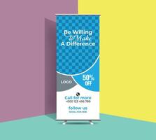 Creative modern unique roll up banner design with rounded shapes combinations. vector