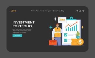 Investment Portfolio dark or night mode. Confident businessman vector