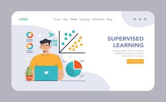 Supervised Learning concept. Flat illustration vector