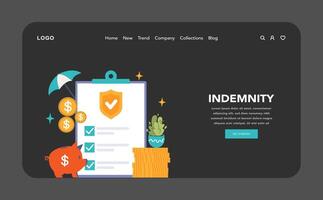 Insurance web banner or landing page dark or night mode. Security vector
