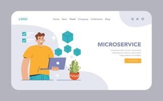 Microservice architecture concept. Flat illustration vector