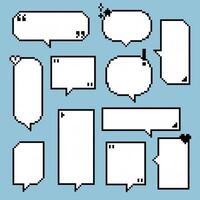collection set of retro game 8bit pixel speech bubble balloon black and white color vector