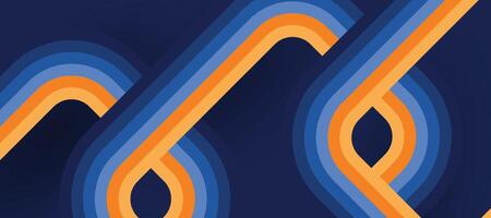 Blue orange lines on blue background. Modern abstract background. vector
