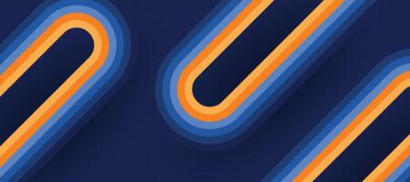 Blue orange lines on blue background. Modern abstract background. vector