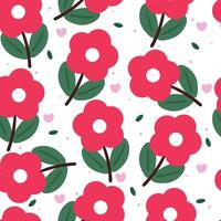 seamless pattern cartoon flower and leaves. cute plant wallpaper for textile, gift wrap paper vector