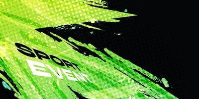 Abstract and Vibrant Sports Background with Green Brush and Halftone Effect. Grunge Brushstroke Element for Poster or Banner Design vector