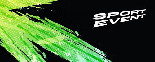 Abstract and Vibrant Sports Background with Green Brush and Halftone Effect. Grunge Brushstroke Element for Poster or Banner Design vector