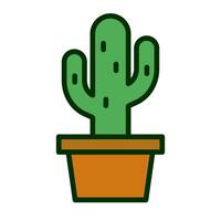 Plant pot and cactus icon. vector