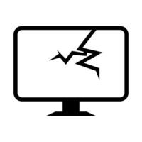 Broken computer icon. Cracked computer screen. vector